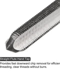 Close-up of Metric Hand Tap Set M5 X 0.5 Taper And Bottom Thread Taps Kit for Repair in Alloy Tool Steel, 3 Flutes.
