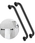 2 Pack 24 Inch Black Shower Grab Bars Stainless Steel Wall Mount Safety Hand Rails For Bathrooms Supports Up To 500 Lbs Anti Rust Concealed Screws