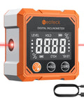 Top Shelf Four Side Magnetic Digital Angle Finder With Dual Laser Level For Tiling Layouts Picture Hanging And Quick Installations That Give Badass Accuracy Without Any Hassle Or Fuss, digital inclinometer with display and USB cable.