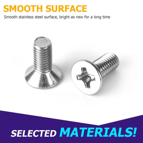 16Pc Stainless Steel Car Brake Disc Rotor Screws Kit For Front And Rear Rotors Retaining Bolts, smooth surface detail