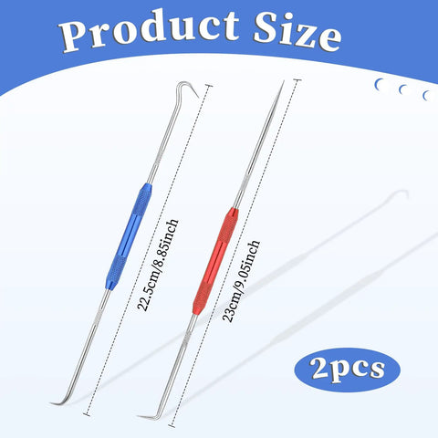 Hella Tough Dual End Metal Scribe Set With Straight Hook And Angled Picks, 230mm grip for machinists, 2 pieces.