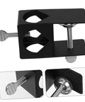 Adjustable Deck Torch Clamps Durable Railing Holders For Tiki Torches And Umbrellas With Secure G Clamp Design, black iron