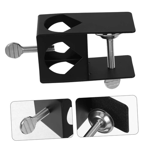 Adjustable Deck Torch Clamps Durable Railing Holders For Tiki Torches And Umbrellas With Secure G Clamp Design, black iron
