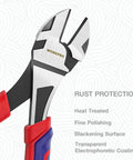 Close-up of 7-Inch Diagonal Pliers In CR-V Steel With Heat-Treated 50CrV Jaws, Rust-Resistant Black Finish, and Comfort Grip