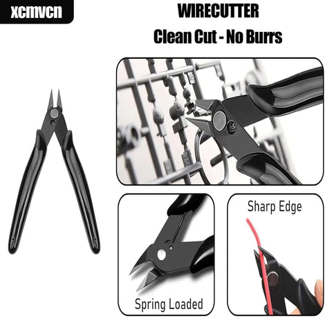 43-Piece Pro 3D Printer Tools Kit With Grab-And-Go All-In-One Maintenance And Cleaning Set wire cutter close-up, spring-loaded