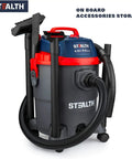 Beast 5.5 Peak HP Wet And Dry Shop Vacuum With 5 Gallon Tank And Blower Drain Port shown with onboard accessory storage