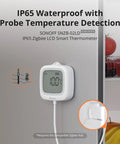 Waterproof Zigbee Temperature Sensor With 1.5M Stainless Steel Probe LCD Display And App Monitoring -40 To 115 C Range on fridge door