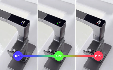 LED Temperature Display Bathroom Faucet With Pull Out Sprayer Chrome Single Handle RV Vanity Faucet real-time temp monitor