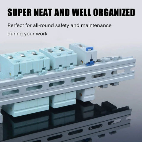 Six Piece Aluminum DIN Rails Set For Pro Grade Hardware Mounting, 4 Inch Long, 35mm Wide, 7.5mm High, Top Hat Slotted DIN Rails With RoHS