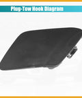 Black plastic front bumper tow hook cover for Toyota Prius 2016-2019, direct fit eye cap, durable exterior accessory OE 5212847906 5212747907