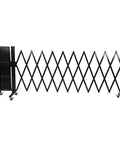 Straight Up Solid Expandable Metal Barricade With Quick Lock Scissor Gate Roll With Ease Safety Rail for crowd control.