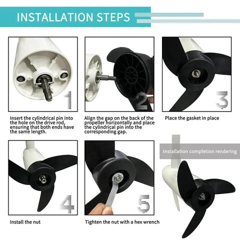 Three Blade Trolling Motor Propeller Upgrade For 32-46 Lbs Thrust Outboard, 23 Cm Diameter, M4 Mount, Heat Treated Nylon Blades For High Speed, Power, And Efficiency In Shallow Water