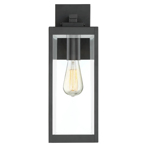 Westover 17 Inch Outdoor Wall Sconce 1 Light Earth Black Finish With Clear Beveled Glass E26 Base Wet Rated Steel