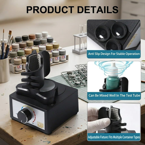 Vortex Mixer For Lab And Model Paint Shaker Auto Hands Free With Three Speed Settings From 300 To 2400 RPM Electric Industrial Lab Mixer For Acrylics Pigments And Test Tubes Beefed Up Performance, black bench unit for paint and test tubes