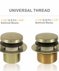 Gold Brushed Brass Tub Drain Conversion Kit With Two Hole Overflow Faceplate, Universal Fit For 1-3/8 Inch Drains displayed.