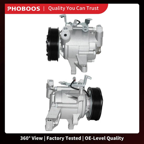 Built Tough Direct Swap Air Conditioning Compressor With Clutch Assembly For Subaru Forester Impreza Crosstrek, 360° view showing design and pulley.