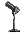 Dual Interface USB XLR Podcast Microphone with Desktop Stand Built Mute Button and Volume Knob Studio Metal Build for Streaming