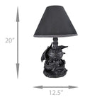 Draco Awakens Lying Dragon Lamp With Treasure Guardian Vibe, 20 Inch Tall Resin Table Light, 12.5 Inch Shade, Includes 45W Bulb.