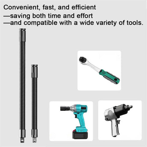 One Half Inch Flexible Shaft Extension For Tight Spots, 360 Degree Flex Reach Socket Ratchet Wrench Connecting Rod, tools shown