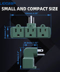 Heavy Duty Weatherproof 3 Outlet Extender Adapter With Triple Grounding And Durable Thermoplastic Construction, Green