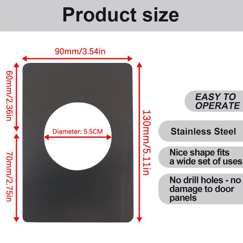 Door Knob And Deadbolt Reinforcement Plate Kit Matte Black Easy Install Backplate Repair Cover For Door Hole Door Handle Reinforcer Rustproof Durable Home Security Upgrade size details with dimensions
