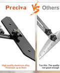 Stair Tread Template Tool For DIY Projects, Handy Adjustable Jig shown with high quality aluminum alloy vs inferior material.