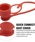 Three Pack Three Quarter Inch Flat Face Hydraulic Quick Coupler Dust Caps and Plugs Red Rubber Skid Steer Coupling Covers
