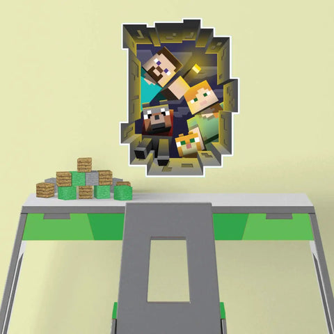 Dope Minecraft Caved In Wall Decal 18x24 Inches Peel And Stick Vinyl Removable Repositionable Wall Art for game-themed rooms