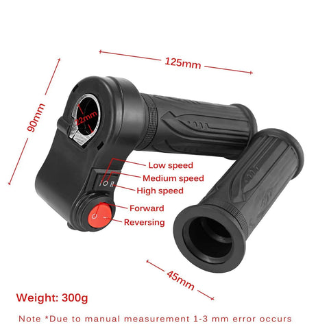 Beast Power 1000W 48V Brushless Go Kart Motor Kit handlebar twist grip showing measurements