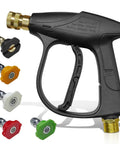 High Pressure Car Wash Gun With 4350 PSI Max Quick Connect One Quarter Inch Outlet And Five Nozzles For Fast Easy Car Cleaning M22 14 Thread Inlet Auto Cleaning Sprayer Tool