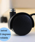 Close-up of Swivel Caster Wheels Four Pack 1.5 Inch Locking Casters with 6.25 mm Straight Stem for furniture.