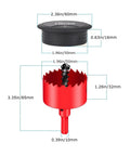 Diagram of 8 Pack Desk Grommets 2 Inch Black With Hole Saw Kit For Cable Management, featuring dimensions and parts.