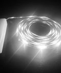 Battery Powered Led Strip Lights White With On Off Switch Self Adhesive Waterproof 9.8 Feet 90 LEDs Cuttable coiled