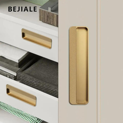 Hidden Push Pull Invisible No Frills Door Handle For Closet Cabinet And Drawer Slotting Grooving Embedded Pull Burr Free Smooth Edge Sleek Black Ga Color 200mm Length Made From Zinc Alloy And Aluminum, 200mm gold recessed handle on cabinet and drawer
