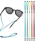 Five Pack Eyeglass Straps Lanyards For Glasses And Sunglasses Anti Slip Adjustable Retainers displayed with sunglasses