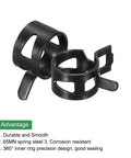 Close-up of black 14mm spring band hose clamps from the 20 Piece Fuel Line Clamps Set For Automotive Hoses kit.