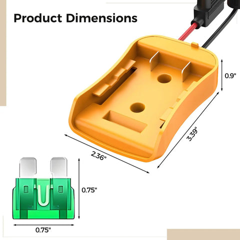 Plug And Play DIY Battery Conversion Kit For Toys And RC Trucks, Robots, And More, 18V 20V DCB Series Adapter dimensions