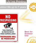 4-Pack No Trespassing Signs Outdoor For Private Property Made From Aluminum 10x14 Inches With UV Ink Print featuring CCTV camera graphic
