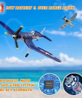 Brushless 4CH RC Plane F4U Corsair Stunt Model 500mm Wingspan With Gyro Stabilization RTF in flight over beach