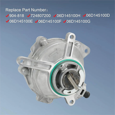 Heavy Duty Brake Vacuum Pump Assembly With 06D145100g showcasing a silver metal housing and green gasket for brake upgrades.