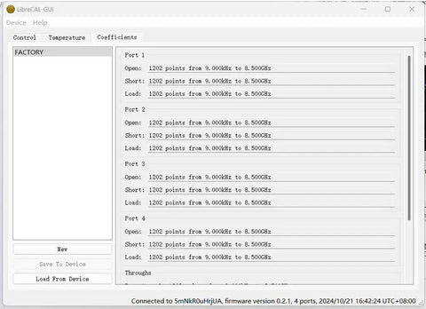 LibreCAL Matching Electronic Calibration Kit For LibreVNA Antenna Analyzer With Storage Bag, GUI coefficients screen for 4 ports