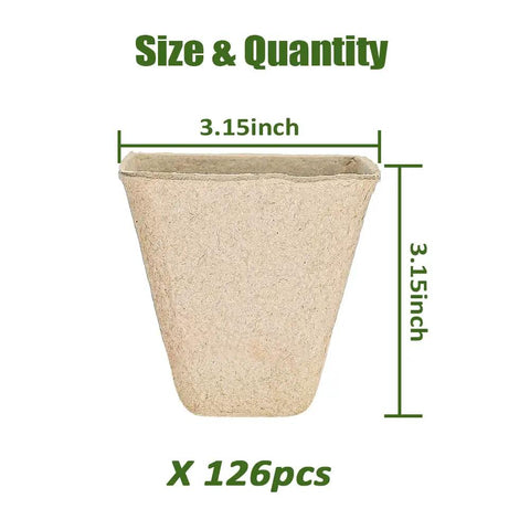 126 Pack Square Peat Pots 3.15 Inch Seed Starting Pots with Drainage Holes Biodegradable Eco Friendly Nursery Pots