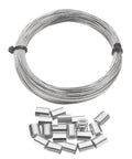 Stainless Steel Cable Wire Rope Kit 50ft Long 1/64 Inch Dia 7x7 Core with 20 Loop Sleeves for Deck Railing System and Outdoor Projects