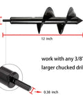4 Inch By 12 Inch Garden Auger Drill Bit For Planting Bulbs And Flower Beds Planters With 3/8 Inch Hex Drive Fits Most Drills