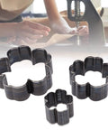 Leather Cutting Dies Set With Flower Shape Belt Hole Punches Three Piece Die Cutter Kit displayed on a crafting table