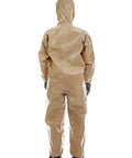 Back view of Disposable Protective Coverall With Hood And Elastic Cuff Zip Front Size YS Level C Medical Safety Suit Made In USA.