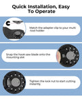 Installation guide for Jab Saw Blades For Drywall And Carton Universal Oscillating Multi Tool Blades For Drywall Plasterboard And Soft Materials DIY Friendly Pro Grade Performance Fits All Major Brands 5 Pack showing blade attachment.