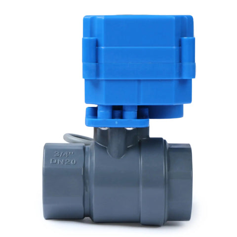 Three Quarter Inch UPVC Motorized Ball Valve With Full Port Two Wire Auto Return 9 To 36V AC DC Normally Closed for water systems