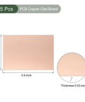Five Pack FR4 Double Sided Copper Clad PCB Boards 100x70x0.8mm For Electronics Hobbyists Etching And Prototyping, board dimensions shown.