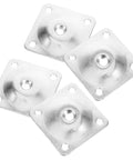 Heavy Duty Table Leg Mounting Plates For Furniture And Sofa Feet Connectors With Pre Drilled Holes and shiny silver finish.